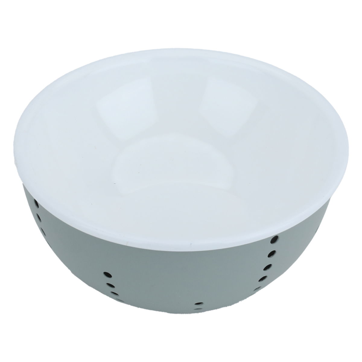 Al Saif Gallery steel bowl, round, double gray base, 17 x 17 x 9 cm - white product image
