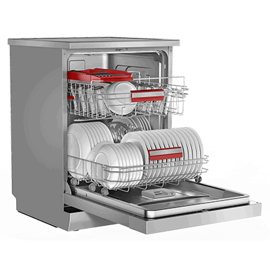 غسالة صحون توشيبا، 14 مكان، 2 رف، 6 برامج، منطقة غسيل مزدوج، DW-14F5ME(S)-SA - فضي product image 4