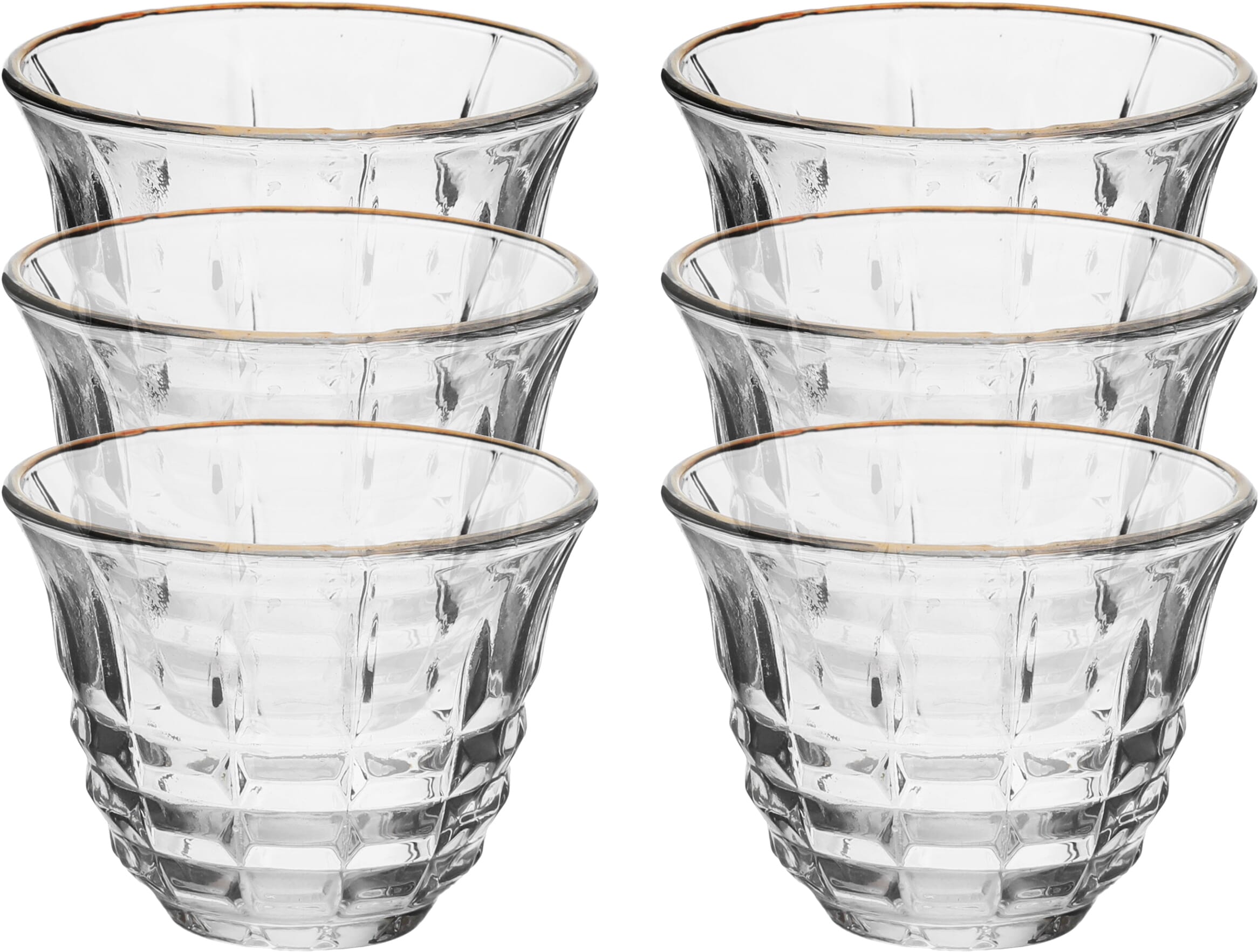 Alsaif Gallery Max glass coffee cup set, 6 pieces, 60 ml, gold line - transparent product image