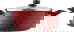 Tefal New Tempo Flame Titanium Coated Saucepan with Handles and Lid, 24cm - Red product image 1