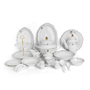 طقم سفرة فلورا بورسلان السيف غاليري، 65 قطعة - أبيض product image