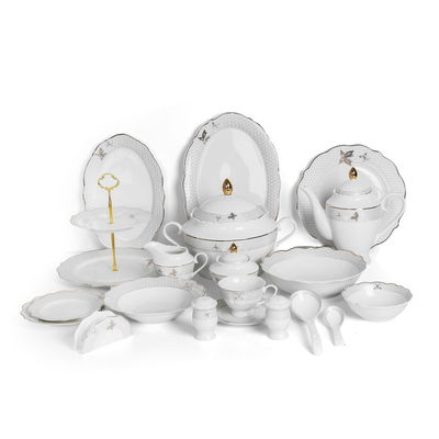 طقم سفرة فلورا بورسلان السيف غاليري، 65 قطعة - أبيض product image 1