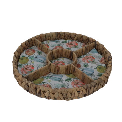 صينية تقديم خوص وهج الماسة، 34x34x4.5 سم، دائري مقسم - بني product image 1