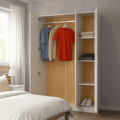 خزانة ملابس خشب ام دي اف، 200×120×50 سم، 3 ابواب - أبيض product image 2