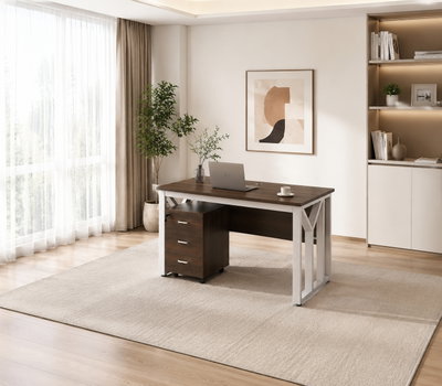 مكتب إداري خشب MDF، 140x70x75 سم - خشبي غامق ابيض product image 3