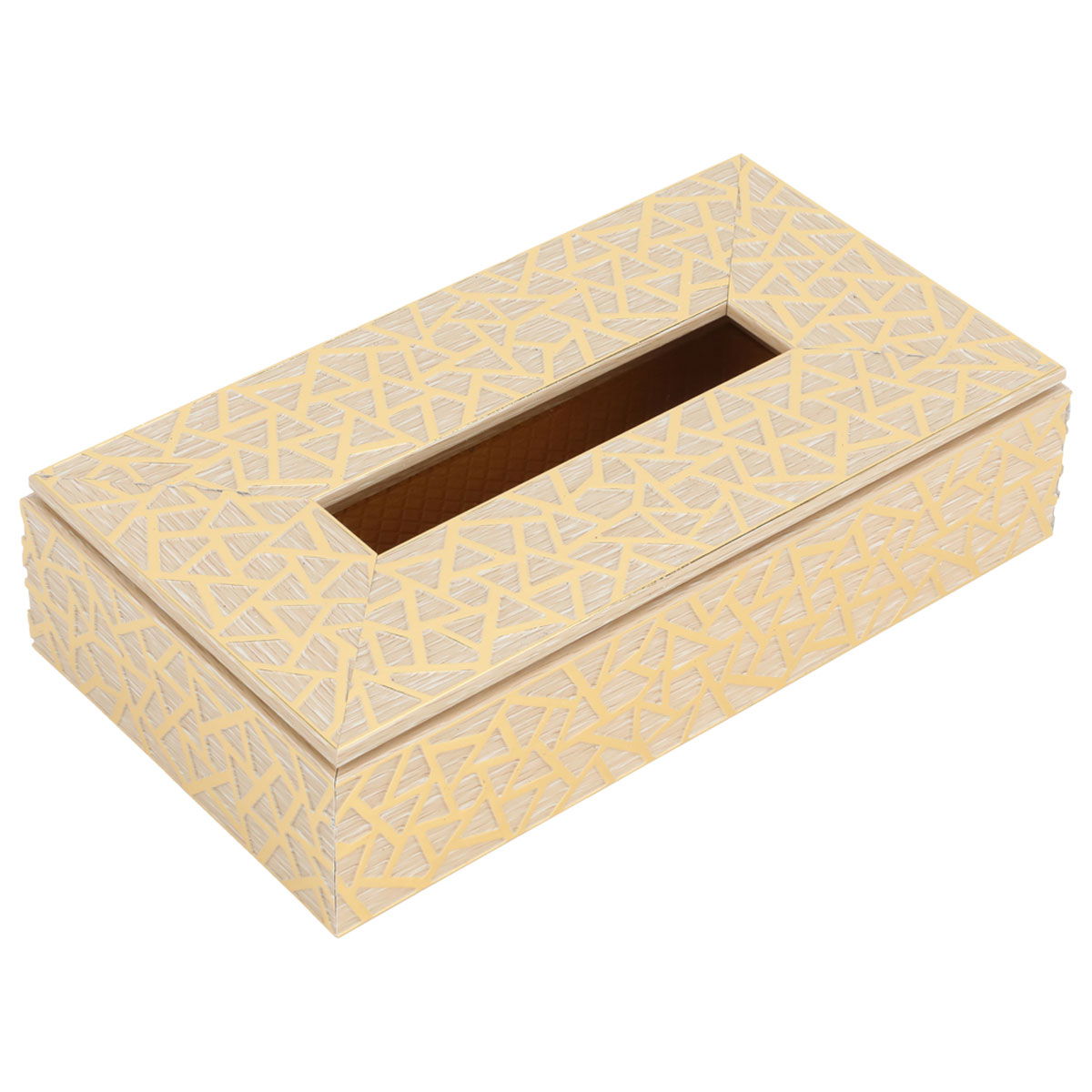 Wahaj Al Masa Wooden Tissue Box, 23 x 12 x 6 cm - Golden Beige product image