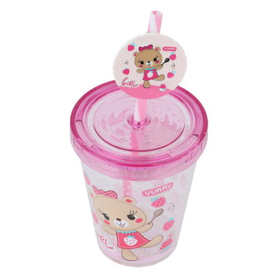 كوب بلاستيك السيف غاليري، 450 مل، غطاء، مصاص - ملون product image 2