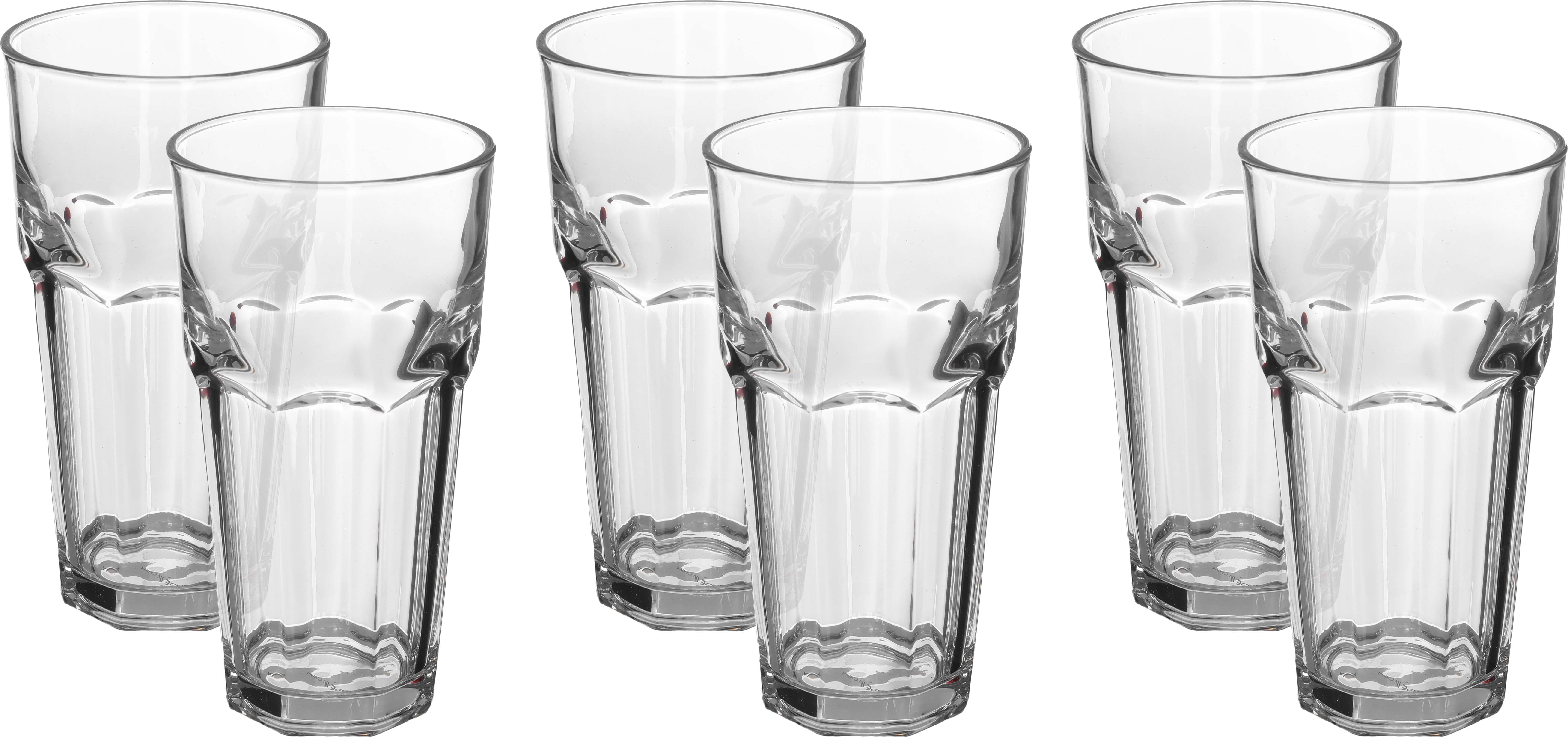 Al Saif Gallery glass water cups set, ribbed, 6 pieces - transparent product image 1