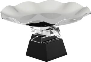 Al Saif Gallery Stainless Steel Serving Stand, 17.5x17.5x10 cm, Transparent Square Base - Transparent Silver product image 2