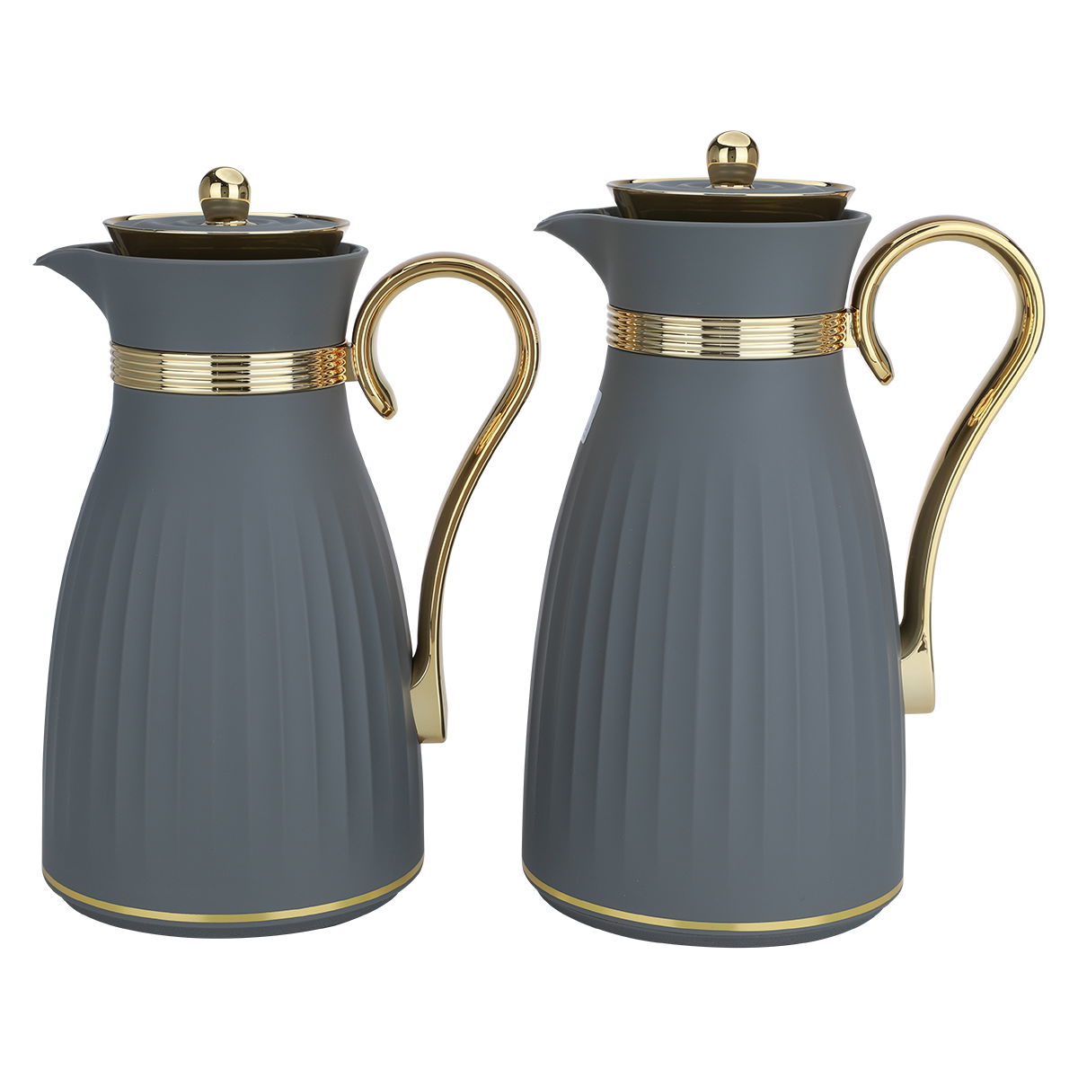Al Saif Gallery Danat thermos set, 1/0.7 litre, 2 pieces, thermal glass inner shell, plastic outer shell - gray product image