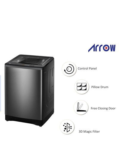 Arrow RO-15TLH Top-Loading Automatic Washing Machine, 14 kg, 9 Programs, 700 RPM, LED Display - Black product image 3