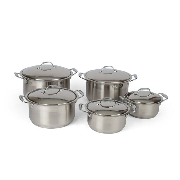 Rocky steel cookware set with silicone handle, 10 pieces - silver product image