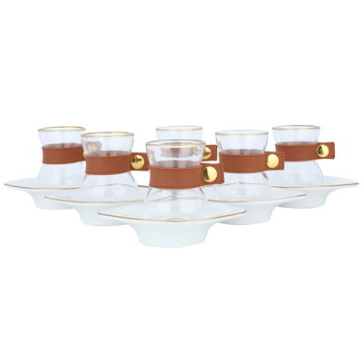 Al Saif Gallery Glass Teapot Set, 12 Pieces - White Brown product image 2