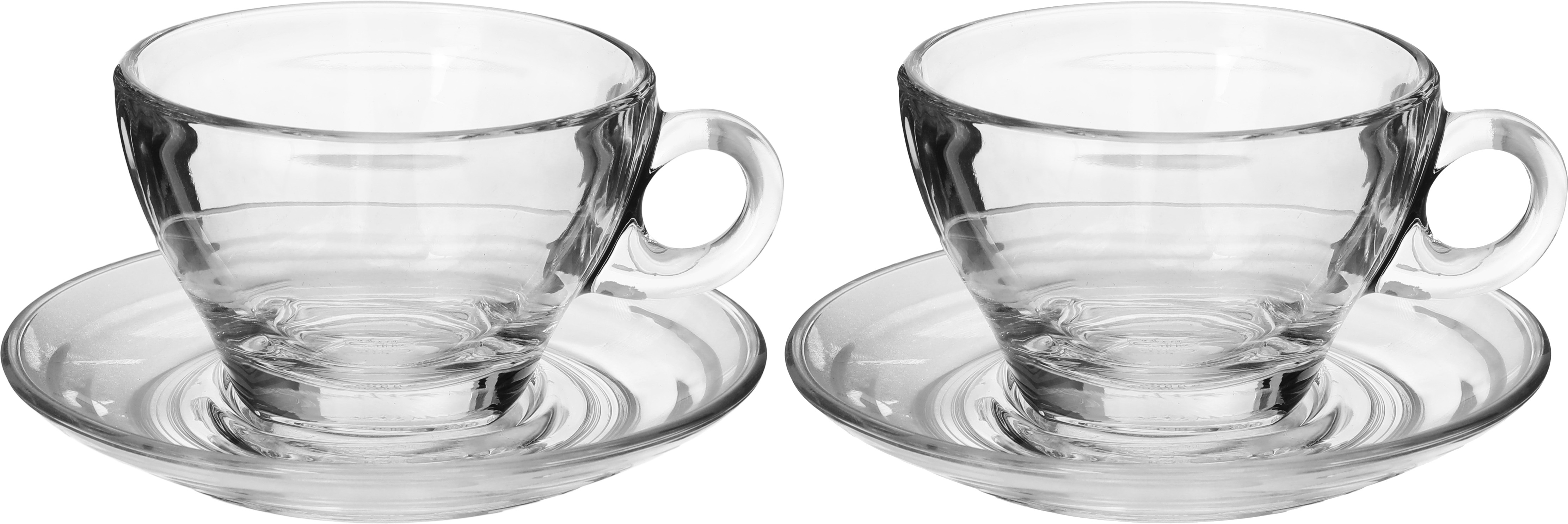Alsaif Gallery Café Latte Glass Set, 260 ml, with saucer, 4 pieces - transparent product image