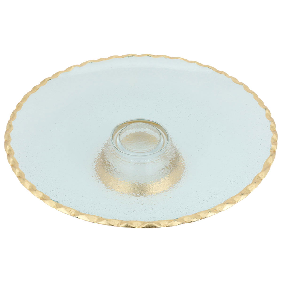 Al Saif Gallery glass cake stand, 6 x 30 cm, with gold rim and base - transparent product image 2