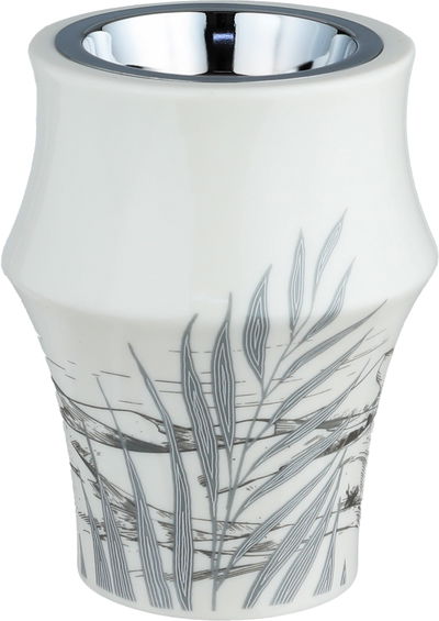 مبخرة بورسلان السيف غاليري، 9.5x9.5x14 سم، دائري - أبيض رمادي product image 1