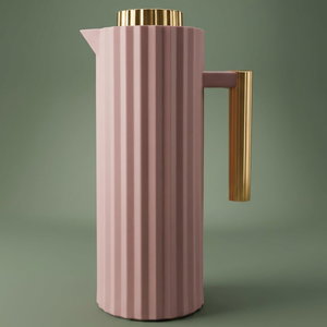 Timeless Rawaa 2 Thermos, 1 liter, golden handle, thermal glass inner shell, plastic outer shell - dark pink product image
