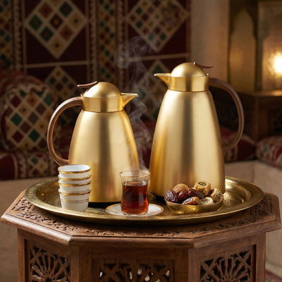 طقم ترامس سيف بلص، 0.7 / 1 لتر، خامة داخلية زجاج، غطاء ضغاط - ذهبي خشبي product image 2