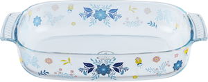 Al saif Gallery Glass Oven Tray, 2.7 L, Floral Pattern, 34 x 22 x 6 cm - Clear product image