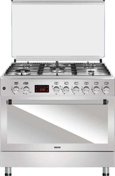 فرن غاز قائم إديسون، 60 ×90 سم، 5 شعلات، 8 مفاتيح تحكم، EDGS-FRR-227 - فضي product image 1