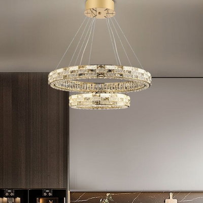 Norco Aluminum Glass Chandelier, 2 Rings, 3000K, 65W - Gold product image 3
