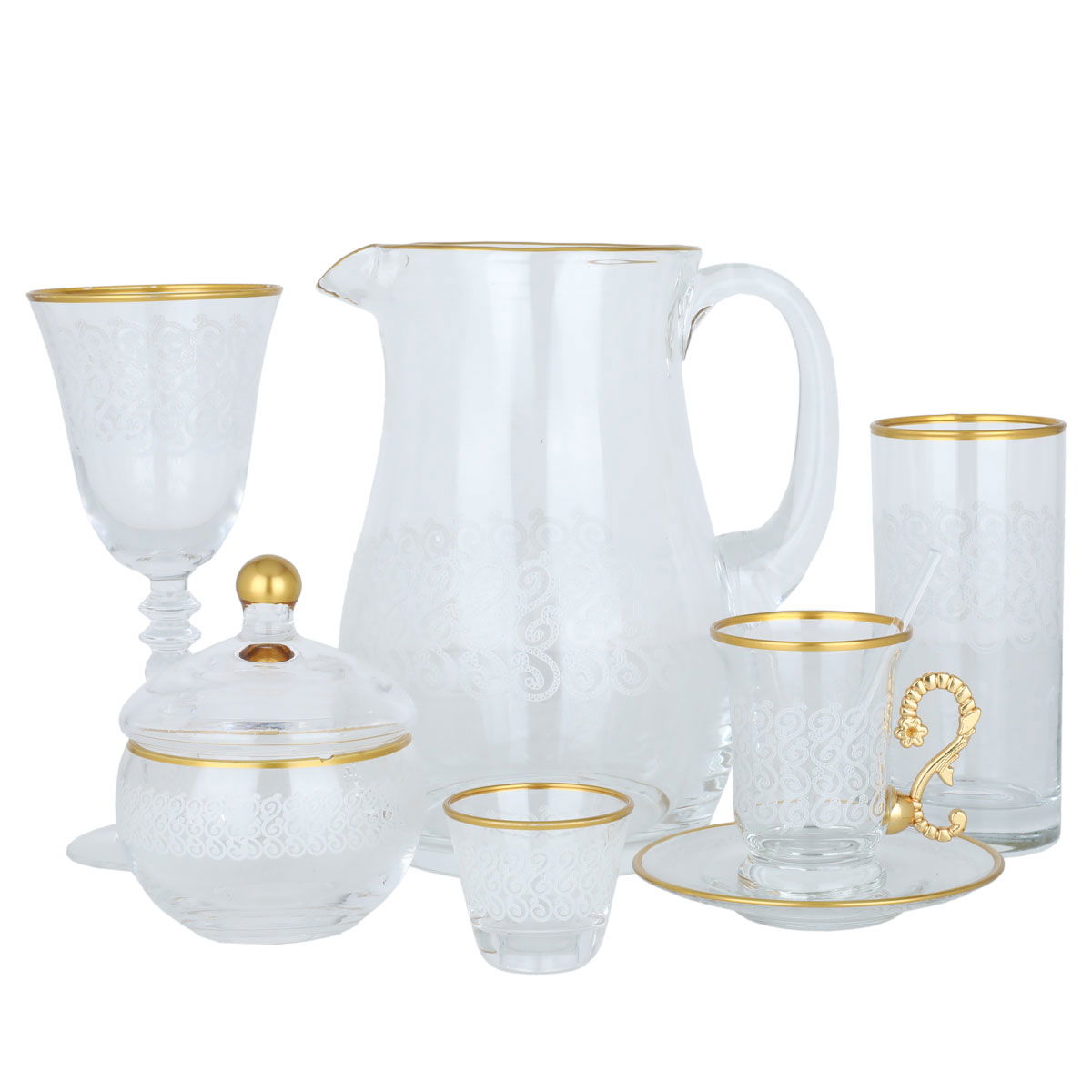 Al Saif Gallery crystal set, 75 pieces, white-transparent pattern product image 1