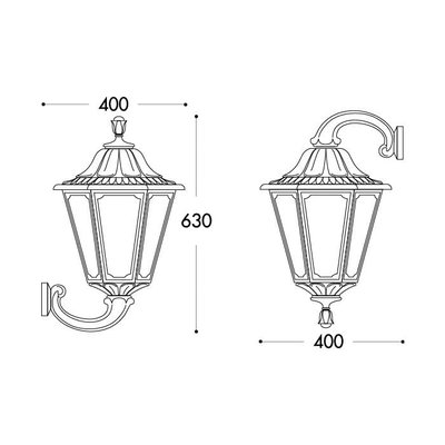Plastic wall lantern made of durable resin, E27 bulb base, 63x40 cm - Black product image 3