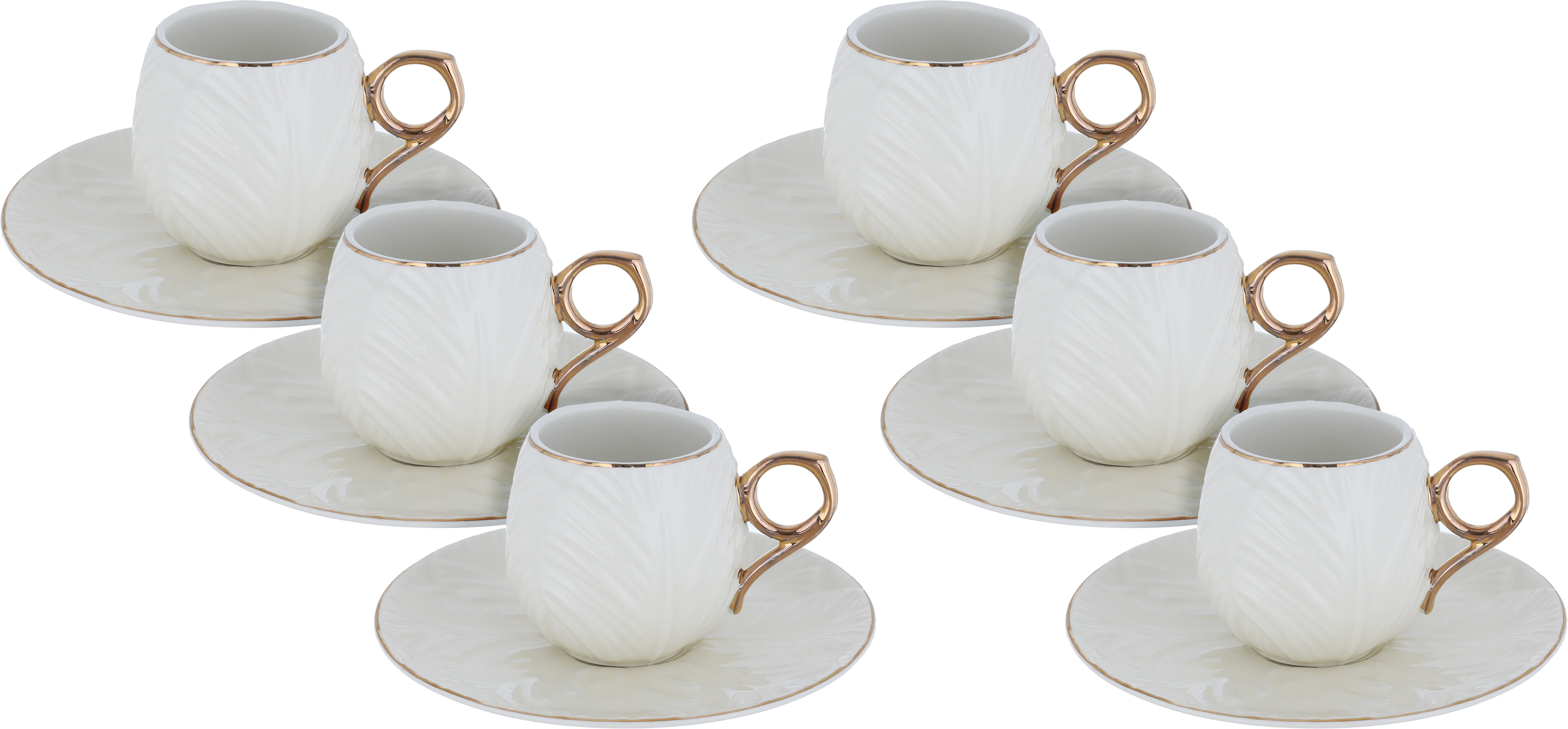 Porcelain coffee cup set, 12 pieces, saucer - white product image