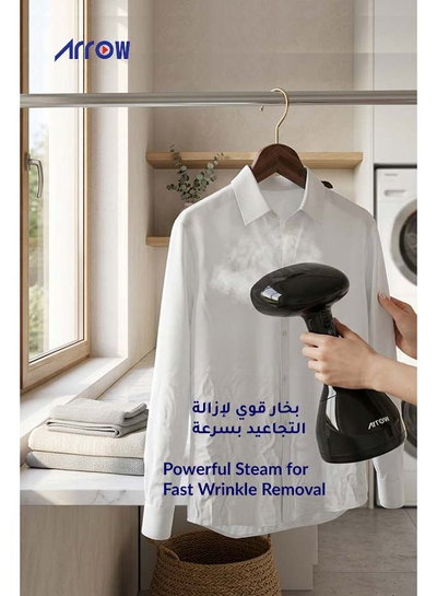 Arrow RO-50LPWQ Portable Steam Iron, 1500W, 280ml, 30g/min Steam Rate, Safe for All Fabrics - Black product image 8