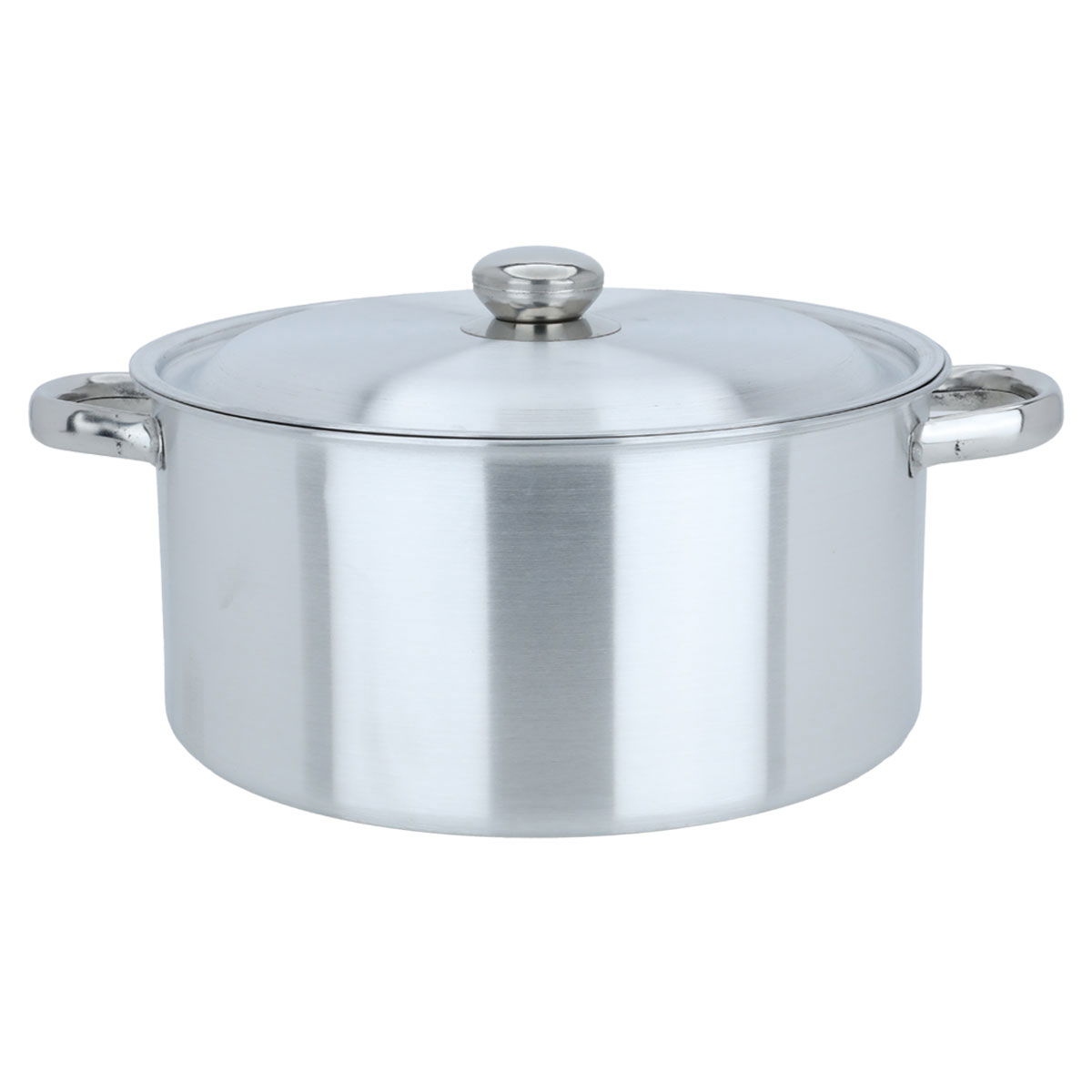 Robust aluminum pot with lid and handles, 30 cm, round - silver product image