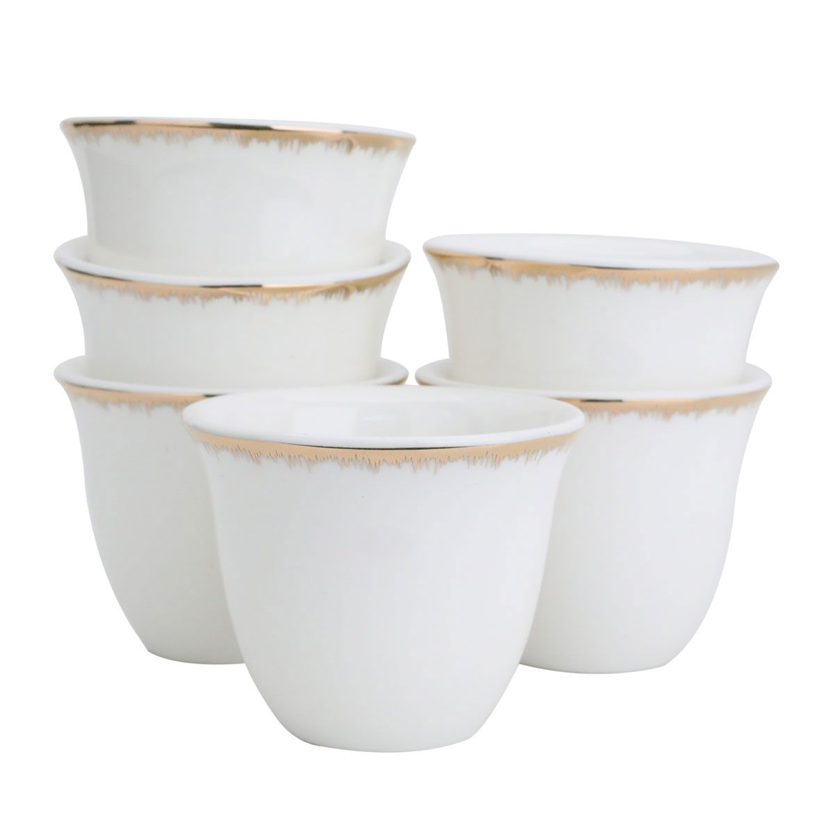 Al Saif Gallery Arabic coffee cups set, porcelain, with golden calligraphy, 12 pieces - white product image 2