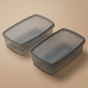 Al Saif Gallery Plastic Storage Box, 700 ml, Rectangular, 2 Pieces - Gray product image