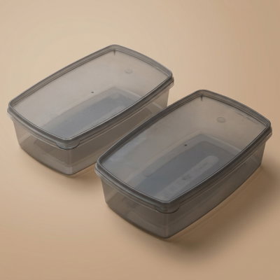 Al Saif Gallery Plastic Storage Box, 700 ml, Rectangular, 2 Pieces - Gray product image 1