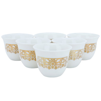 طقم فناجين قهوة عربي بورسلان السيف غاليري، 6 قطعة، 80 مل - ابيض product image 2