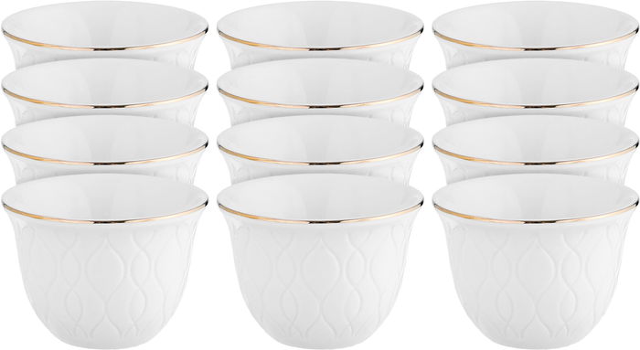 طقم فناجين قهوة عربية بورسلان السيف غاليري، 380 مل، 12 قطعة - أبيض product image 1