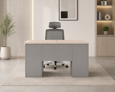 مكتب إداري خشب MDF، 140x60x75 سم - خشبي فاتح رمادي product image 3