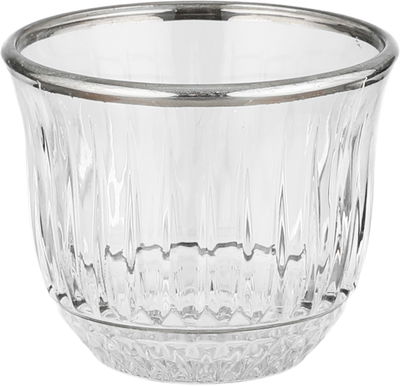 طقم فناجين قهوة مع تمرية زجاج رويال جلاس، 8 قطع، 13x13x11 سم - شفاف فضي product image 2