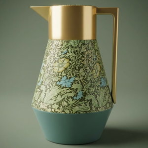 Everest Lydia ProThermos, 1 liter, wooded, golden handle, thermal glass inner shell, plastic outer shell - dark green product image