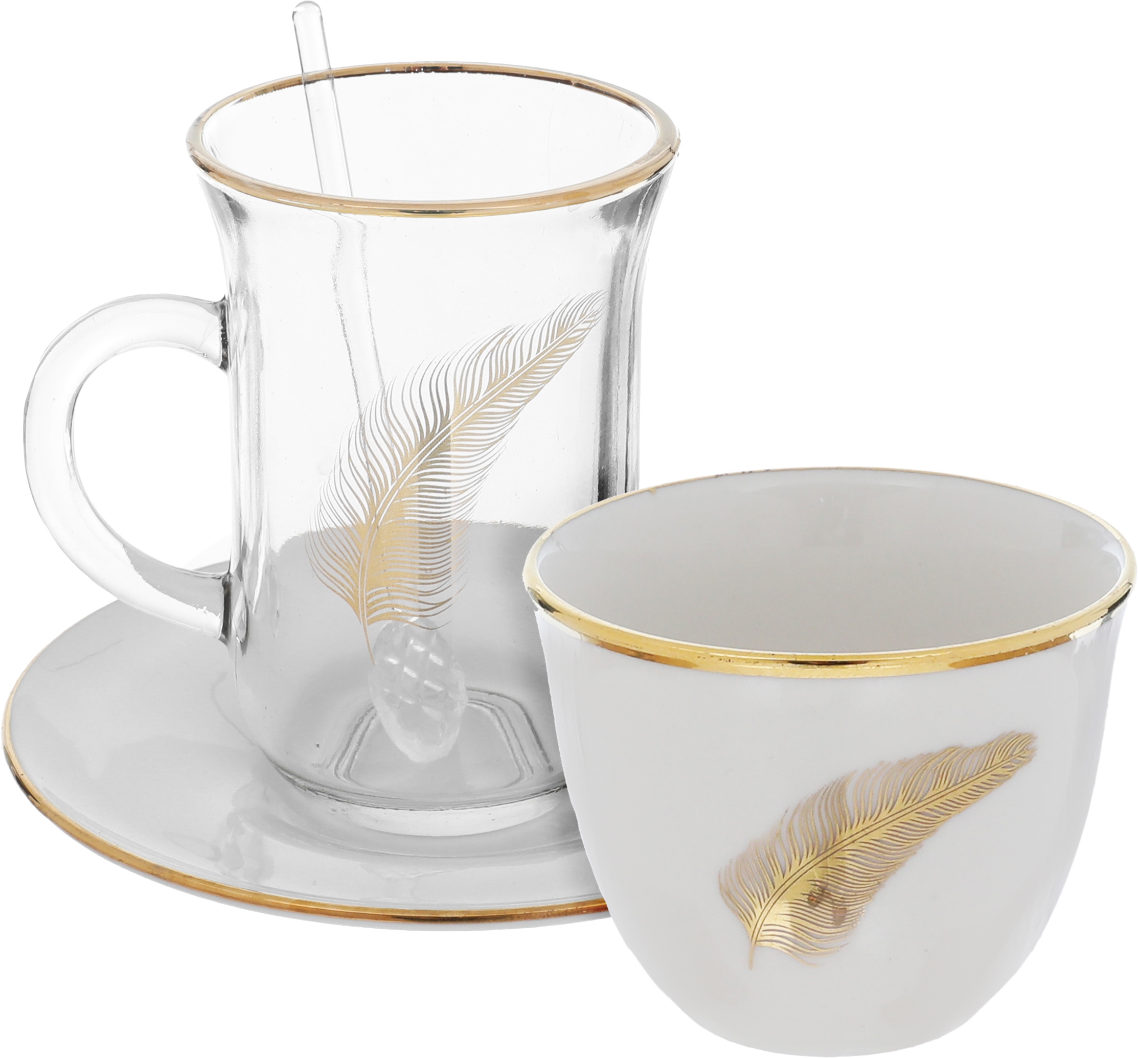 طقم تقديم شاي مع قهوة بورسلان رويال جلاس، 24 قطعة - ابيض ذهبي product image