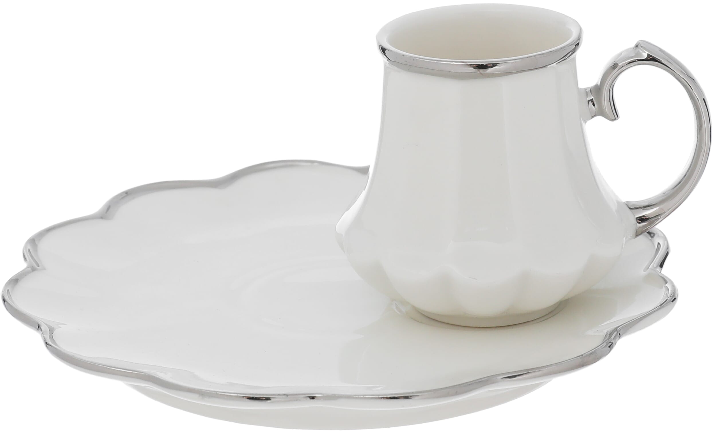 Al Saif Gallery Ceramic Coffee Cups Saucer Set, 12 Pieces, 100 Ml - White product image 2