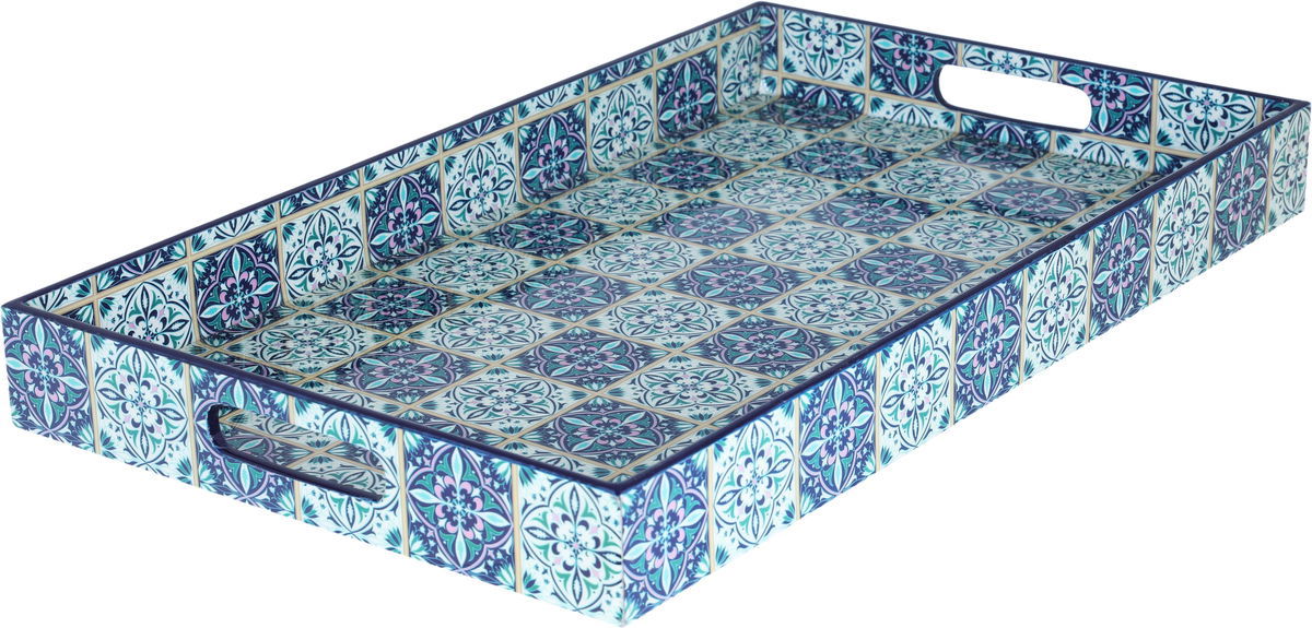 Al Saif Gallery wooden serving tofir, 12 x 20 x 2 cm, rectangle - blue product image 4