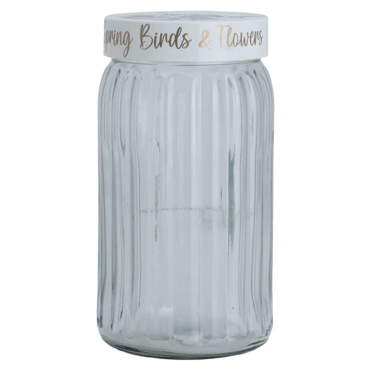 Hervin glass spice jar with white lid, 1.7 litres, rose pattern - transparent product image