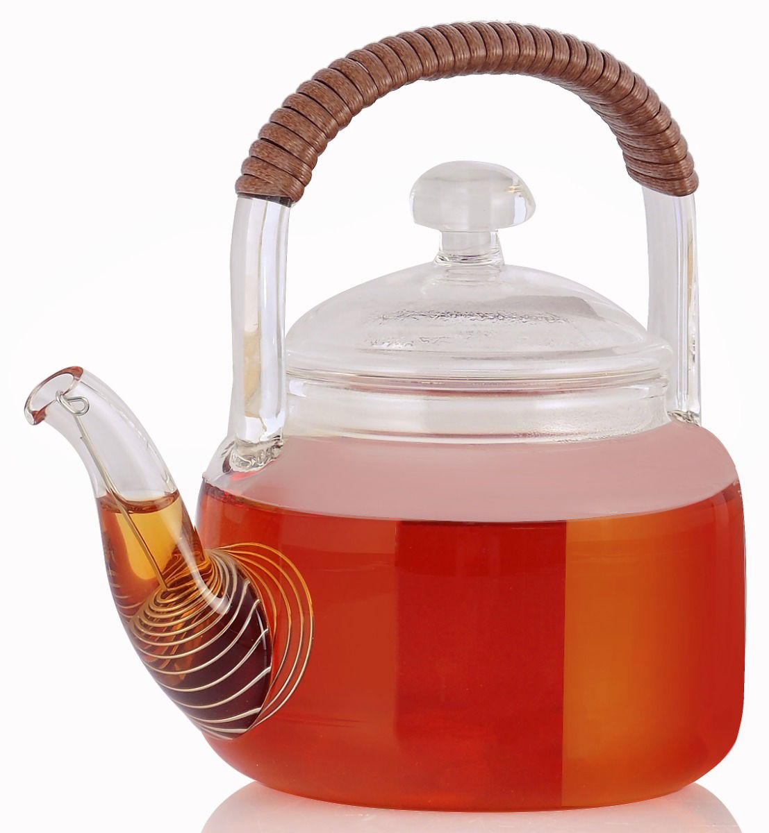 Al Saif Gallery Glass Thermal Teapot, 400 ml, Brown Handle - Transparent product image