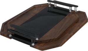 Al Saif Gallery Wooden Tray Set, 2 Pieces, Handle - Dark Wood product image