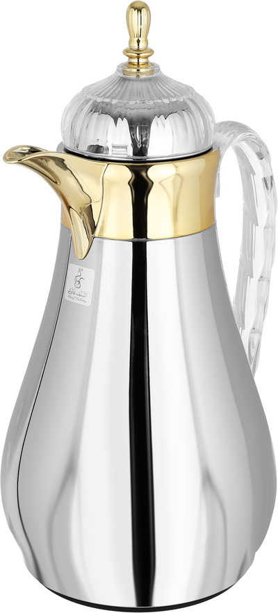 Al Saif Gallery AlHanouf thermos set with tray, 3 pieces - silver and gold product image 5