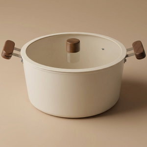 Tornado Ceramic Pot, 28 cm, Wooden Handle - Beige product image