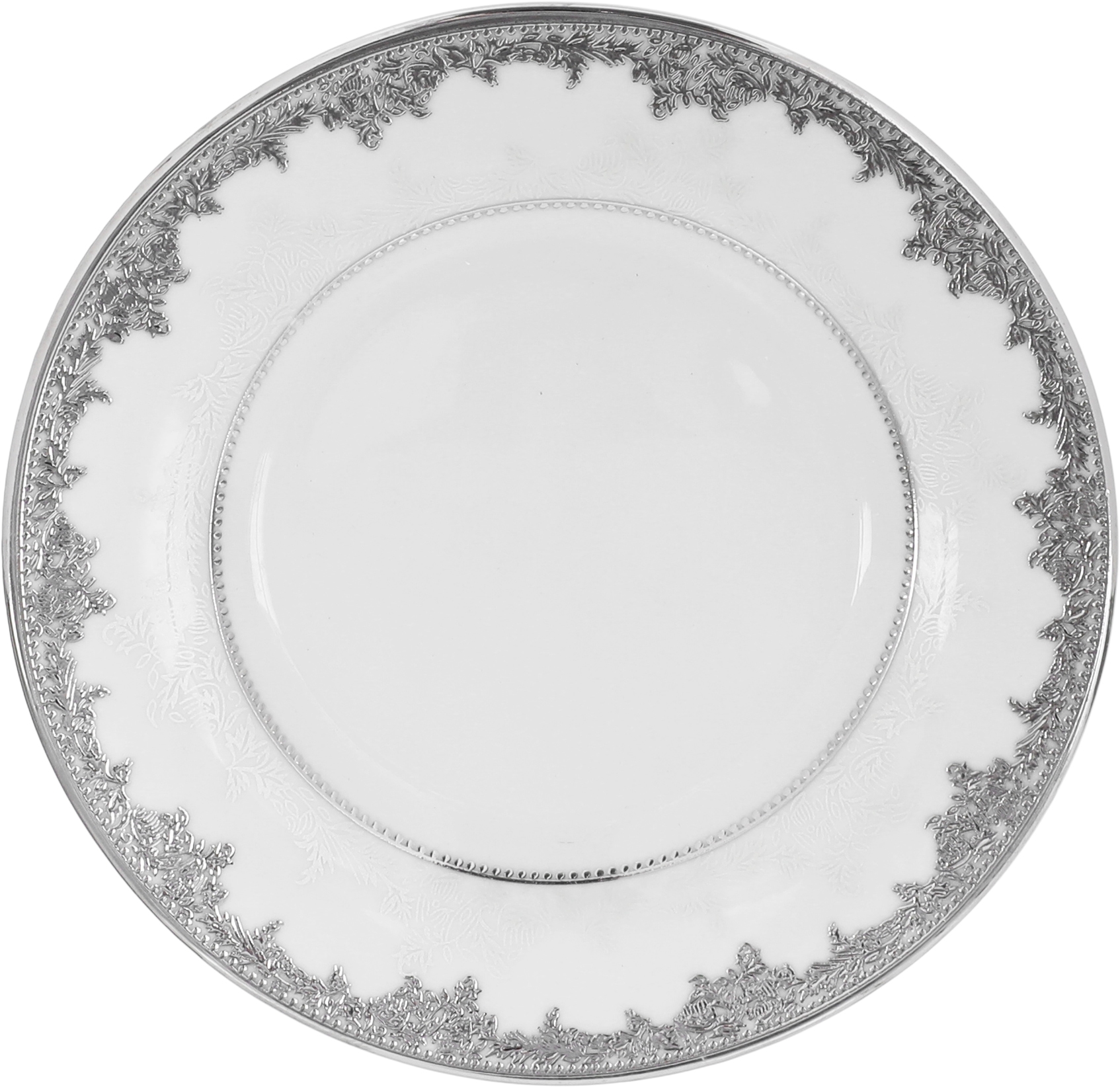 طقم سفرة بورسلان ريدج، 110 قطعة - ابيض فضي product image 11