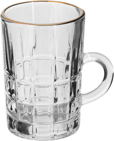 Al Saif Gallery Max Glass Tea Bialat Set, 6 Pieces, Glass Handle, Golden Line - Transparent product image 2