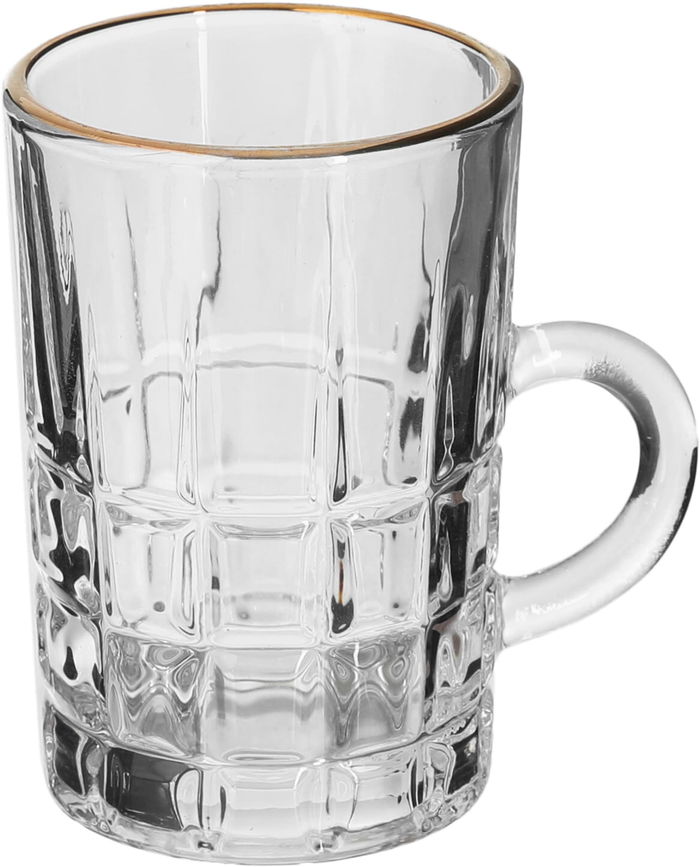 Al Saif Gallery Max Glass Tea Bialat Set, 6 Pieces, Glass Handle, Golden Line - Transparent product image 2