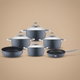 طقم قدور المونيوم صافلون، 10 قطع، مطلي تيفال من الداخل - رمادي غامق product image 1